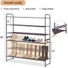 imageMISSLO Long 3 Tier Shoe Rack for Closet Shoe Organizer Storage Stackable Wide Shoe Shelf Holds 24 Pairs of Men Sneakers Women Heels Boots GreyBrown
