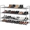 imageMISSLO Long 3 Tier Shoe Rack for Closet Shoe Organizer Storage Stackable Wide Shoe Shelf Holds 24 Pairs of Men Sneakers Women Heels Boots GreyGrey