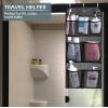 imageMISSLO Mesh Shower Caddy Hanging for Cruise RV Camper Bathroom Different Pockets Mesh Shower Organizer Travel with Over Door Hooks and Shower Curtain HooksBlack
