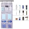 imageMISSLO Mesh Shower Caddy Hanging for Cruise RV Camper Bathroom Different Pockets Mesh Shower Organizer Travel with Over Door Hooks and Shower Curtain HooksWhite