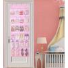 imageMISSLO Over The Door Shoe Organizer 24 Large Mesh Pockets WhitePink
