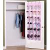 imageMISSLO Over The Door Shoe Organizer 24 Large Mesh Pockets WhitePink