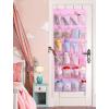 imageMISSLO Over The Door Shoe Organizer 24 Large Mesh Pockets WhitePink