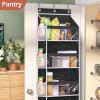 imageMISSLO Over the Door Organizer Hanging Storage with 6 Large Pockets 12 Side Pockets Closet Door Organizer Heavy Duty Baby Organization for Bathroom Pantry Bedroom Nursery Clothes Toys DiapersBlack