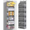 imageMISSLO Over the Door Organizer Hanging Storage with 6 Large Pockets 12 Side Pockets Closet Door Organizer Heavy Duty Baby Organization for Bathroom Pantry Bedroom Nursery Clothes Toys DiapersGrey