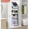 imageMISSLO Over the Door Organizer Hanging Storage with 6 Large Pockets 12 Side Pockets Closet Door Organizer Heavy Duty Baby Organization for Bathroom Pantry Bedroom Nursery Clothes Toys DiapersBlack
