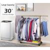 imageMISSLO Short Clothing Racks for Hanging Clothes with Bottom Shelves and Wheels Heavy Duty Rolling Clothes Rack Kids Clothing Rack for Adult Coat Closet Wardrobe BlackGold