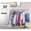 imageMISSLO Short Clothing Racks for Hanging Clothes with Bottom Shelves and Wheels Heavy Duty Rolling Clothes Rack Kids Clothing Rack for Adult Coat Closet Wardrobe BlackSilver