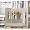 imageMISSLO Short Clothing Racks for Hanging Clothes with Bottom Shelves and Wheels Heavy Duty Rolling Clothes Rack Kids Clothing Rack for Adult Coat Closet Wardrobe BlackPink