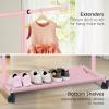 imageMISSLO Short Clothing Racks for Hanging Clothes with Bottom Shelves and Wheels Heavy Duty Rolling Clothes Rack Kids Clothing Rack for Adult Coat Closet Wardrobe BlackPink