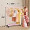 imageMISSLO Short Clothing Racks for Hanging Clothes with Bottom Shelves and Wheels Heavy Duty Rolling Clothes Rack Kids Clothing Rack for Adult Coat Closet Wardrobe BlackPink