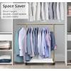 imageMISSLO Short Clothing Racks for Hanging Clothes with Bottom Shelves and Wheels Heavy Duty Rolling Clothes Rack Kids Clothing Rack for Adult Coat Closet Wardrobe BlackGold
