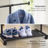 imageMISSLO Short Clothing Racks for Hanging Clothes with Bottom Shelves and Wheels Heavy Duty Rolling Clothes Rack Kids Clothing Rack for Adult Coat Closet Wardrobe BlackBlack