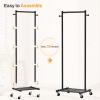 imageMISSLO Small Clothes Racks for Hanging Clothes Clothing Rack with Wheels 60quot Garment Rack with Shelves Portable Rolling Wardrobe Rack for Small Space BlackBlack