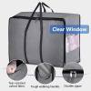 imageMISSLO Thick Over Size Storage Bag Folding Organizer Bag Under Bed Storage College Carrying Bag for Bedding Comforters Blanket Clothes Grey