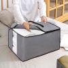 imageMISSLO Thick Over Size Storage Bag Folding Organizer Bag Under Bed Storage College Carrying Bag for Bedding Comforters Blanket Clothes Grey