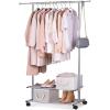 imageMISSLO 2 Shelves Clothing Racks for Hanging Clothes Hanger Rack Rolling Garment Rack Heavy Duty Metal Wardrobe Rack Silver