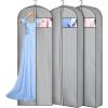 imageMISSLO 4quot Gusseted Garment Bags for Hanging Clothes 65quot Dress Bags for Gowns Long Waterproof Dress Cover for Closet Hanging Clothes Storage Bag 3 PacksGray