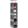 imageMISSLO 8Shelf Hanging Shoe Organizer Clothes Closet Organizers and Storage Shelves Hat Holder with Large Shelf and Side Mesh Pockets for Hats Handbags Kid Sweater GreyGrey