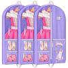 imageMISSLO All Clear Garment Bags for Dance Costumes Hanging Dance Garment Bags for Dancers with 3 Zippered Pockets Plastic Cheer Uniform Garment Bag 3 PacksPurple