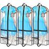 imageMISSLO All Clear Garment Bags for Dance Costumes Hanging Dance Garment Bags for Dancers with 3 Zippered Pockets Plastic Cheer Uniform Garment Bag 3 PacksClear