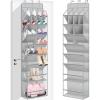imageMISSLO Clear Over the Door Shoe Organizer Large Deep Pockets Hanging Shoe Rack for Closet Fit 20 Pairs Shoe Holder for Sneakers Boots StorageGreyGrey