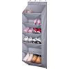 imageMISSLO Door Shoe Rack with Deep Pockets for 12 Pairs of Shoe Organizer Over the Door Hanger for Closet and Dorm Narrow Storage GreyGrey