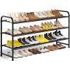 imageMISSLO Long 3 Tier Shoe Rack for Closet Shoe Organizer Storage Stackable Wide Shoe Shelf Holds 24 Pairs of Men Sneakers Women Heels Boots GreyBlack