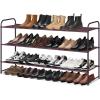 imageMISSLO Long 3 Tier Shoe Rack for Closet Shoe Organizer Storage Stackable Wide Shoe Shelf Holds 24 Pairs of Men Sneakers Women Heels Boots GreyBrown