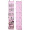 imageMISSLO Over The Door Shoe Organizer 12 Large Mesh Pockets Hanging Narrow Closet Door White 2 PackPink
