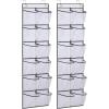 imageMISSLO Over The Door Shoe Organizer 12 Large Mesh Pockets Hanging Narrow Closet Door White 2 PackWhite