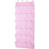 imageMISSLO Over The Door Shoe Organizer 24 Large Mesh Pockets WhitePink