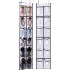 imageMISSLO Over The Narrow Door Shoe Organizer with 12 Crystal Pockets Hanging Closet Door 2 Packs White