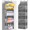 imageMISSLO Over the Door Organizer Hanging Storage with 6 Large Pockets 12 Side Pockets Closet Door Organizer Heavy Duty Baby Organization for Bathroom Pantry Bedroom Nursery Clothes Toys DiapersGrey