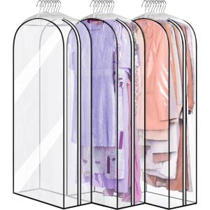 imageMISSLO 10quot Gusseted All Clear Garment Bags for Hanging Clothes 40quot Suit Bags for Closet Storage Hanging Clothes Storage Suit Cover for Shirts Coats Dresses 3 Packs50 inch