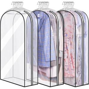 imageMISSLO 10quot Gusseted All Clear Garment Bags for Hanging Clothes 40quot Suit Bags for Closet Storage Hanging Clothes Storage Suit Cover for Shirts Coats Dresses 3 Packs40 inch