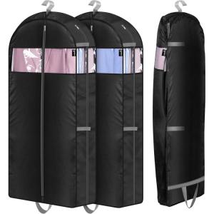 imageMISSLO 10quot Gusseted Garment Bags for Hanging Clothes Compression 43quot Suit Bags for Closet Storage Space Saver Clothes Bags for Travel Suit Cover Bags 3 Packs