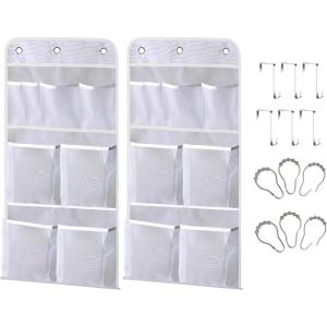 imageMISSLO 2 Pack Mesh Shower Caddy Hanging for Travel Quick Dry Shower Hanging Organizer Cruise RV Camper Bathroom with Over Door Hooks and Shower Curtain Hooks