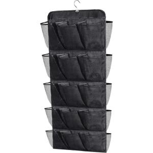 imageMISSLO 30 Large Pockets Dual Sided Hanging Shoe Organizer for Closet with Rotating Hanger Hanging Shoe Shelves Greyjet black