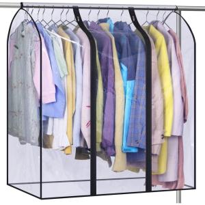 imageMISSLO 40quot Hanging Garment Bags for Closet Storage Clear Garment Rack Cover Bottom Enclosed Cloth Cover Hanging Clothes Storage Bag Waterproof Clothes Protector for Suits Coats Sweaters Shirts