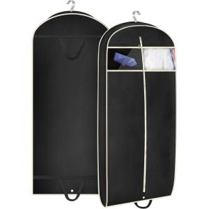 imageMISSLO 43quot Gusseted Travel Garment Bag with Accessories Zipper Pocket Breathable Suit Garment Cover for Shirts Dresses Coats BlackBlack