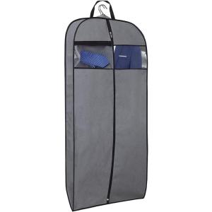 imageMISSLO 43quot Gusseted Travel Garment Bag with Accessories Zipper Pocket Breathable Suit Garment Cover for Shirts Dresses Coats BlackGray