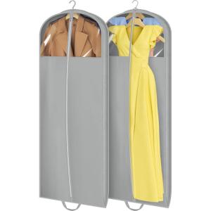 imageMISSLO 65quot Foldable Garment Bags for Hanging Clothes Travel Waterproof Dress Bags for Gowns Long for Closet Storage Dress Protector Bag for Gowns Suits Coats Grey 2 Packs65 inch