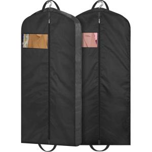 imageMISSLO 65quot Long Garment Bags for Travel Dress Bags Wedding Dress Cover Waterproof Clothing Bags Storage Traveling Clothes Protector for Closet Wardrobe Bags 2 Packs for Gowns Tuxedos Coats Black2