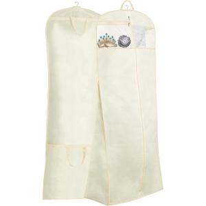 imageMISSLO 70quot Bridal Wedding Gown Dress Garment Bag with Accessories Pouch Large Travel Garment Cover 8quot Gusset WhiteBeige