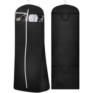 imageMISSLO 70quot Bridal Wedding Gown Dress Garment Bag with Accessories Pouch Large Travel Garment Cover 8quot Gusset WhiteBlack