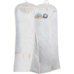 imageMISSLO 70quot Bridal Wedding Gown Dress Garment Bag with Accessories Pouch Large Travel Garment Cover 8quot Gusset WhiteWhite