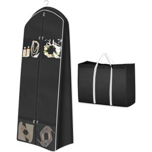 imageMISSLO 70quot Wedding Dress Garment Bag with Bride Tote Bag 8 Gusseted Wedding Dress Bags for Gowns Long 4 Pockets Dress Cover for Women PinkBlack