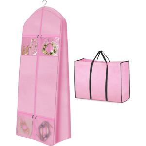 imageMISSLO 70quot Wedding Dress Garment Bag with Bride Tote Bag 8 Gusseted Wedding Dress Bags for Gowns Long 4 Pockets Dress Cover for Women PinkPink
