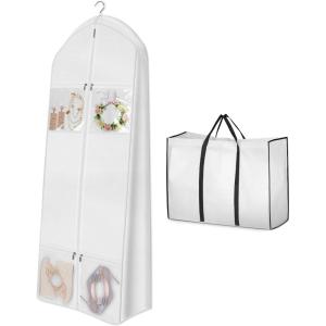 imageMISSLO 70quot Wedding Dress Garment Bag with Bride Tote Bag 8 Gusseted Wedding Dress Bags for Gowns Long 4 Pockets Dress Cover for Women PinkWhite